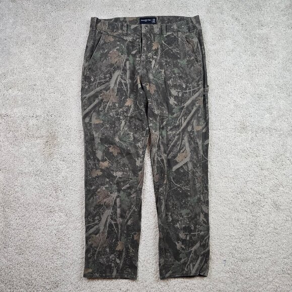 Abercrombie and Fitch Camo Baggy Carpenter Pants Torn/Used Style Size 36x32 USA - Picture 1 of 8